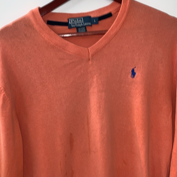 Polo by Ralph Lauren size large, 100%, cotton, V Neck men’s sweater, pink - Picture 3 of 12
